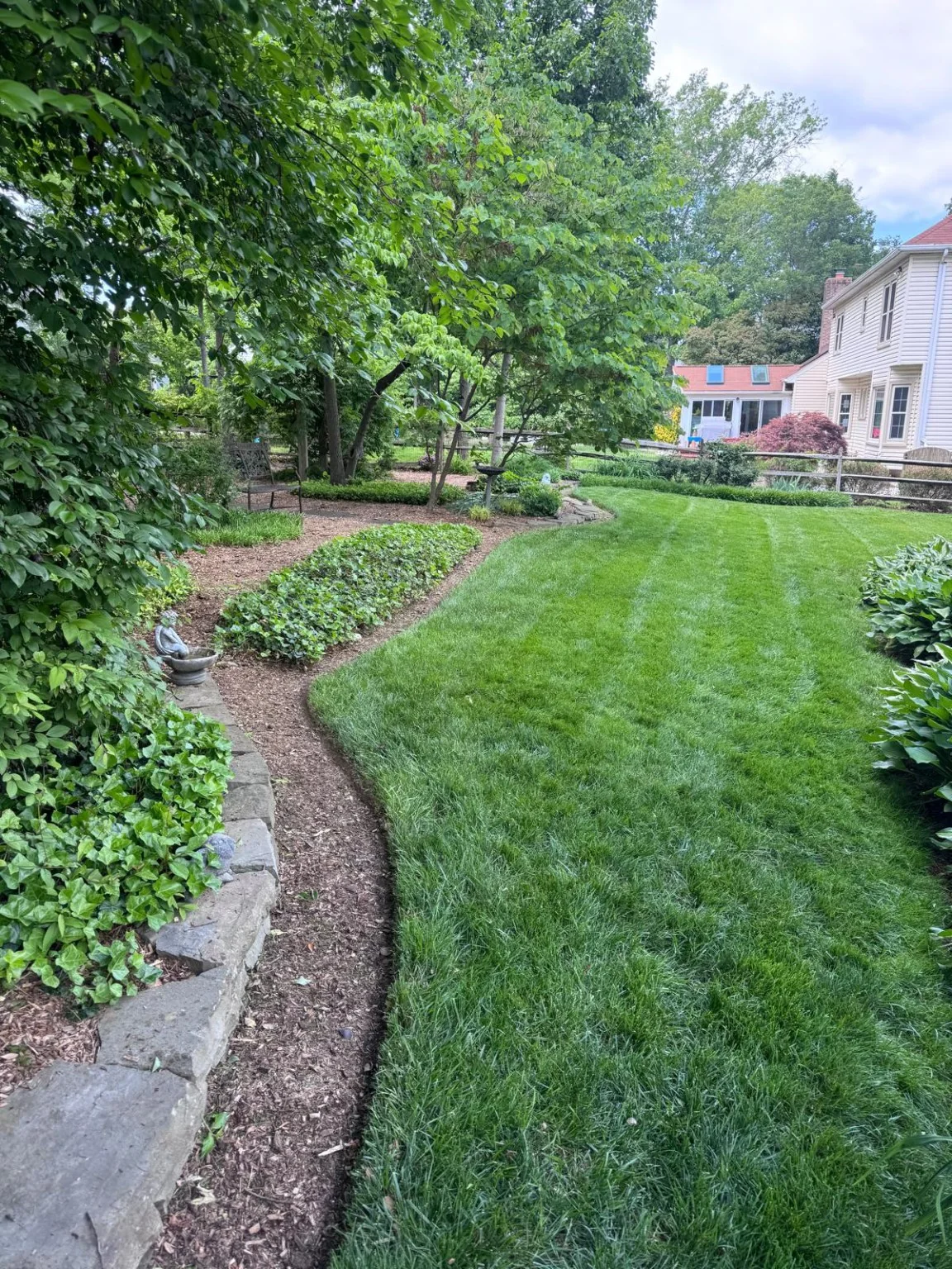 Maintained residential landscape and garden beds